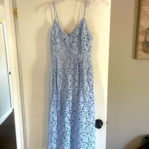 Sleeveless lace fit and flare midi dress